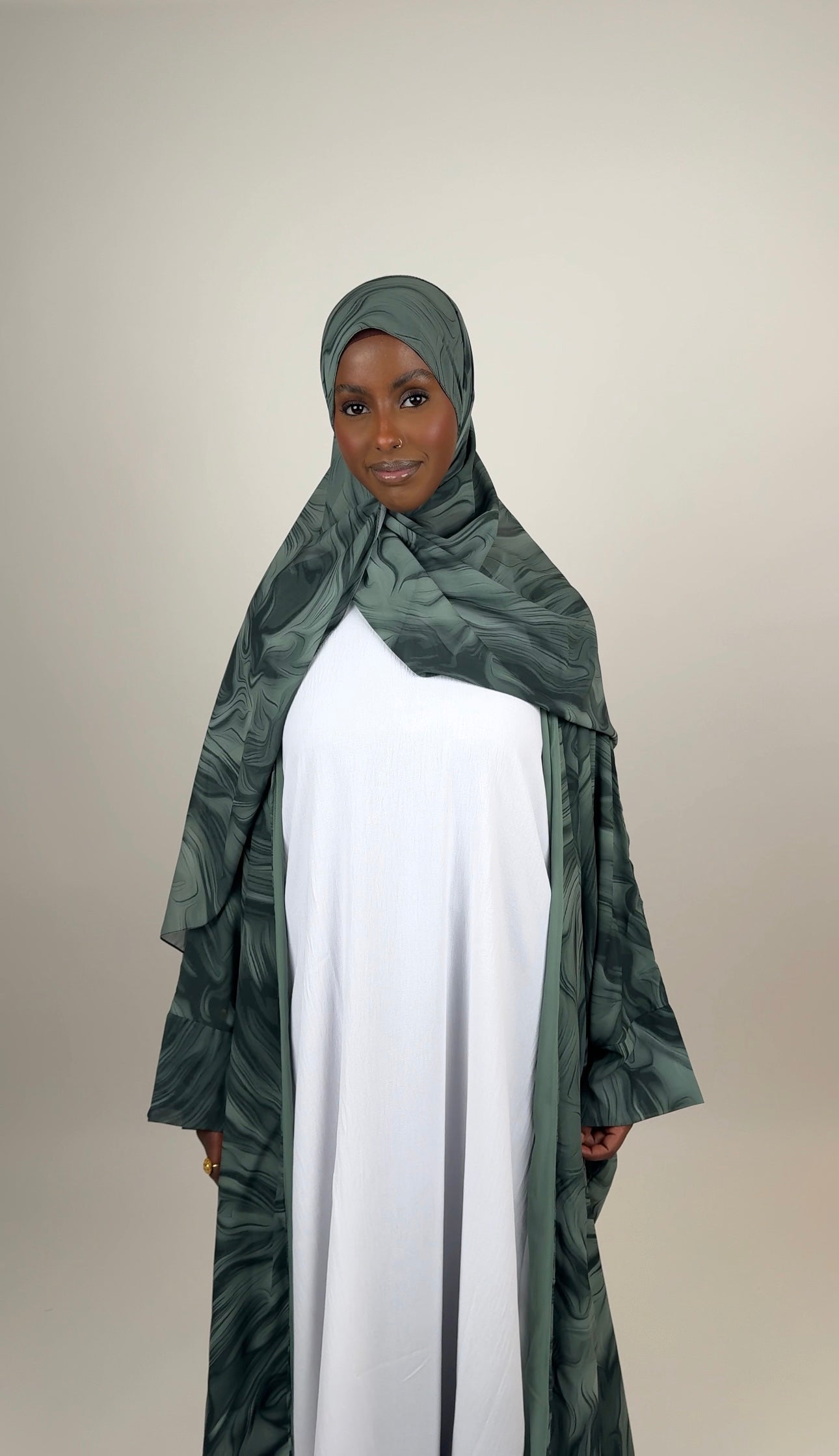 sapphire green open abaya