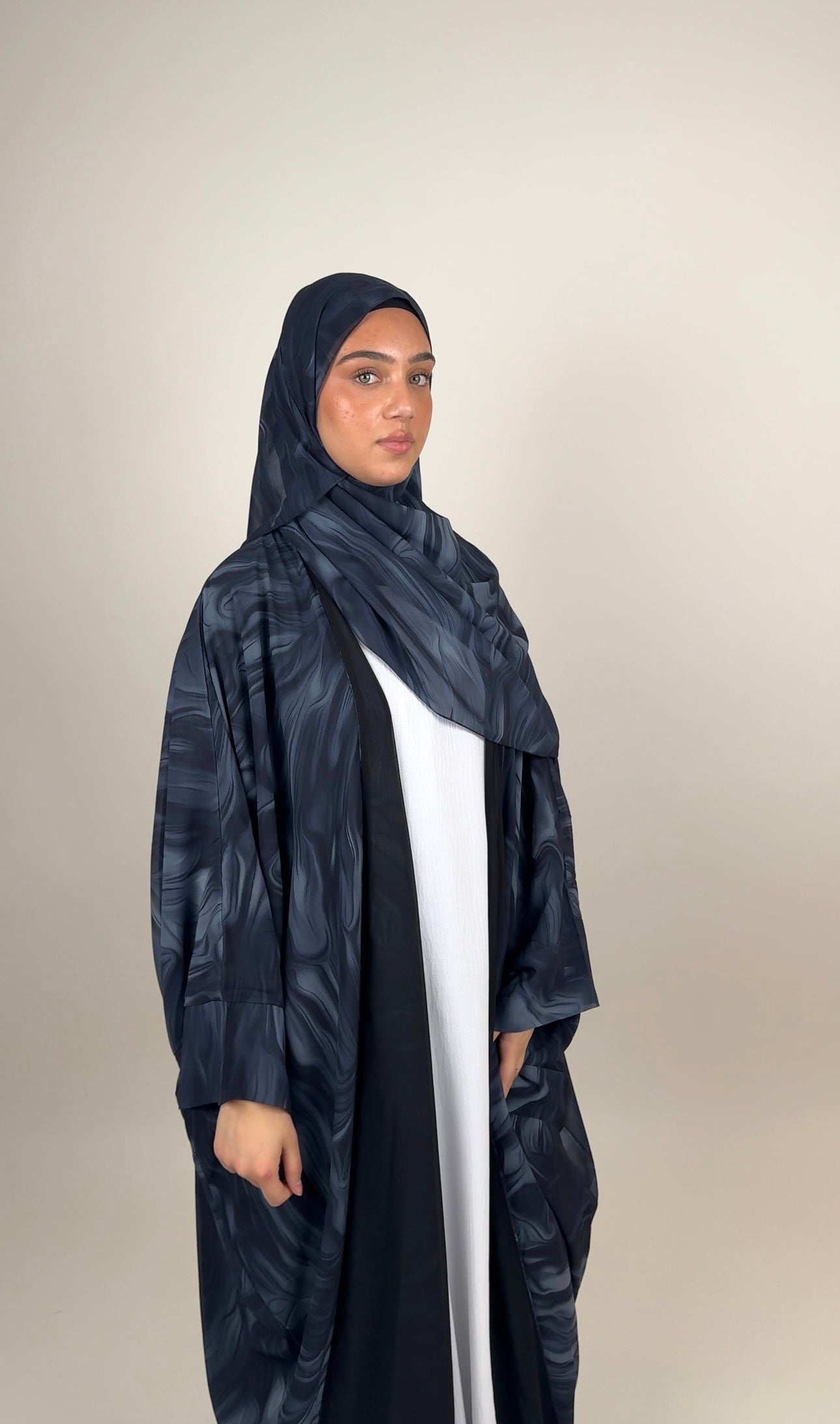 Navy blue open abaya