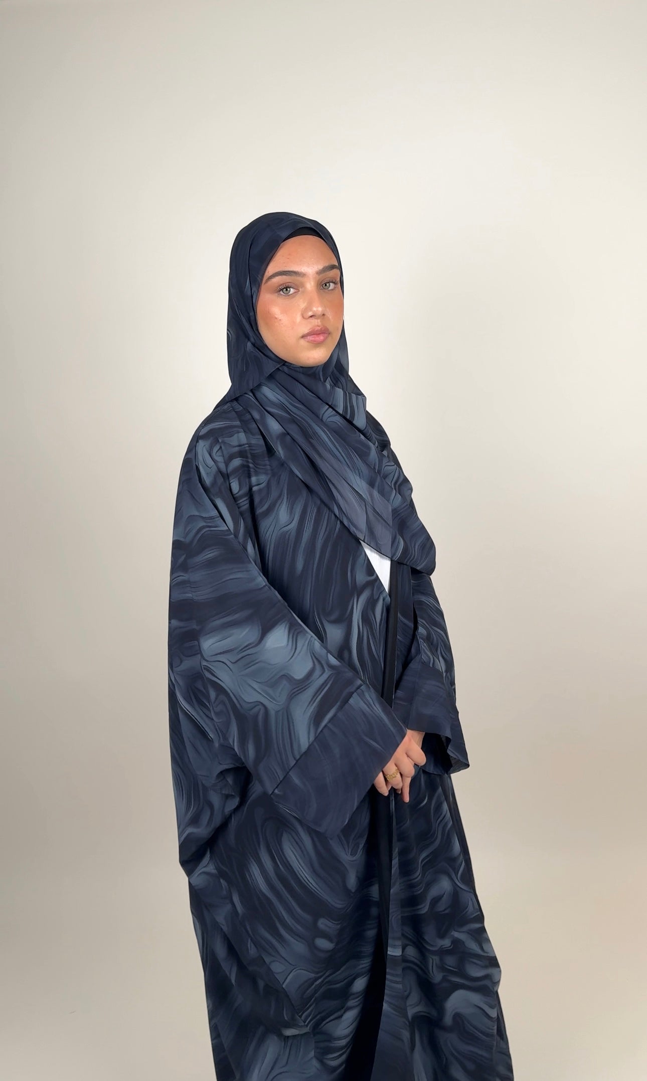 Navy blue open abaya