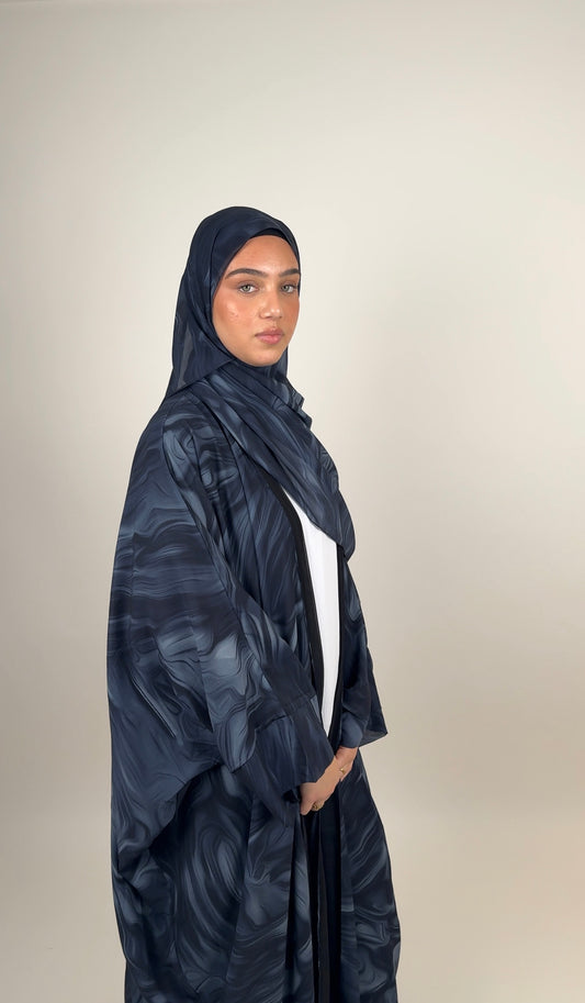 Navy blue open abaya
