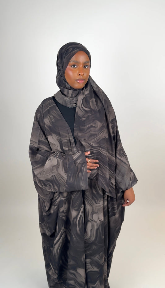 Ash brown open abaya