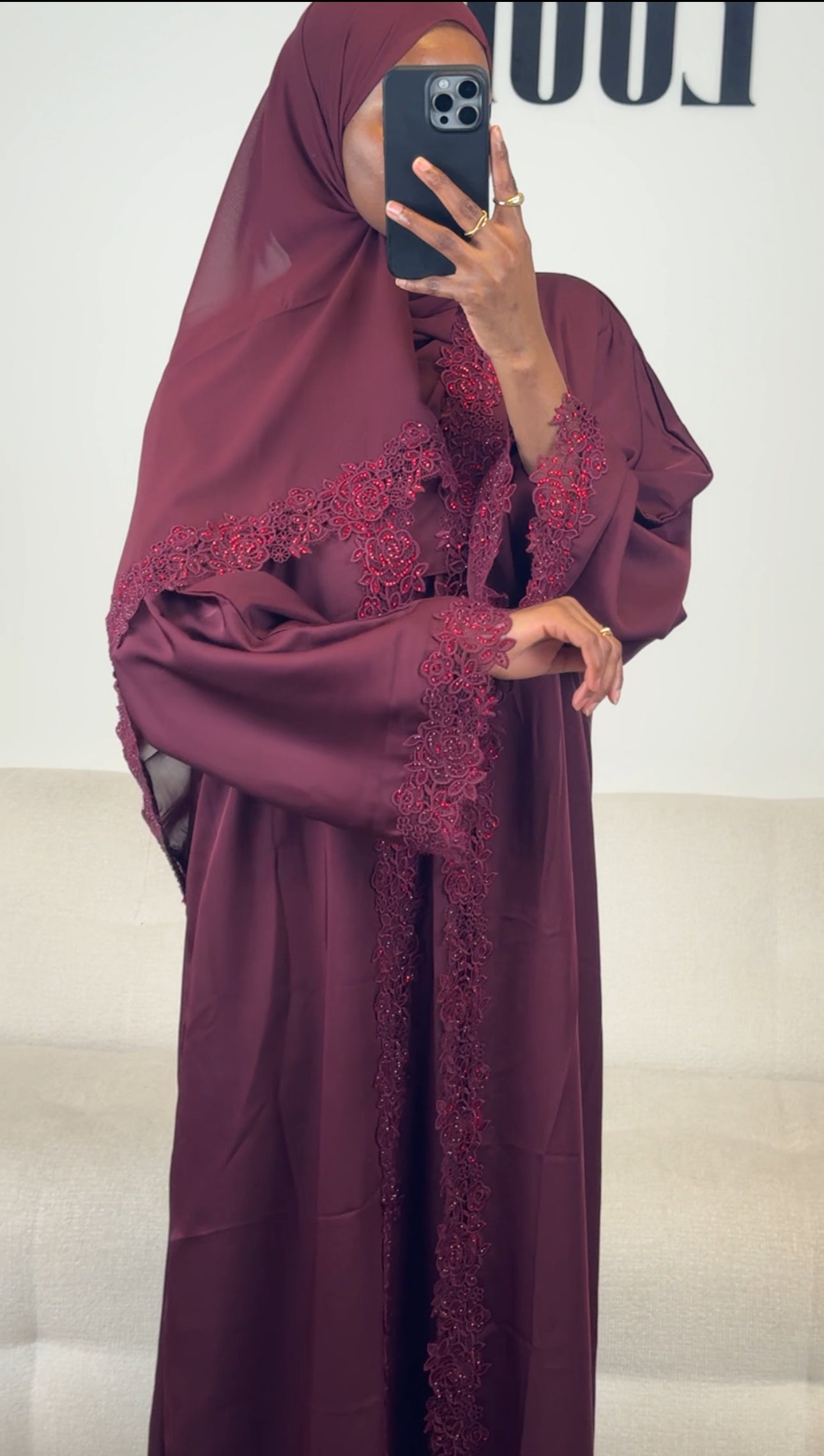 Jamilah open abaya - Burgundy