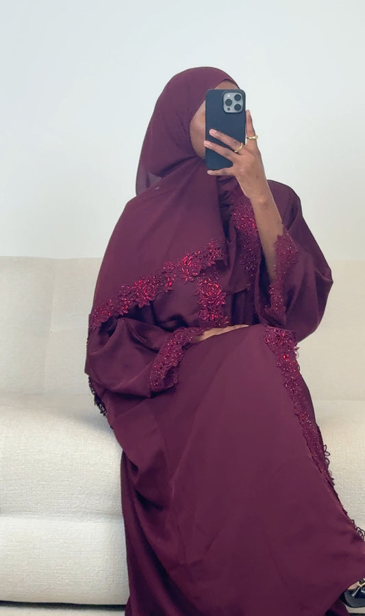 Jamilah open abaya - Burgundy