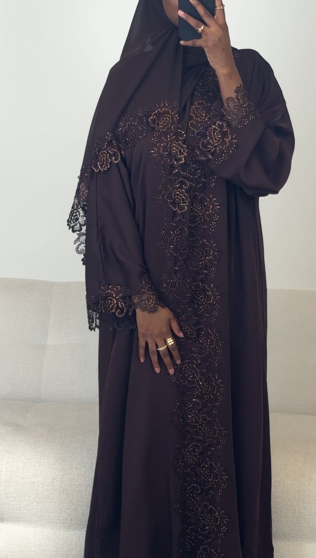 Jamilah open abaya - Mocha