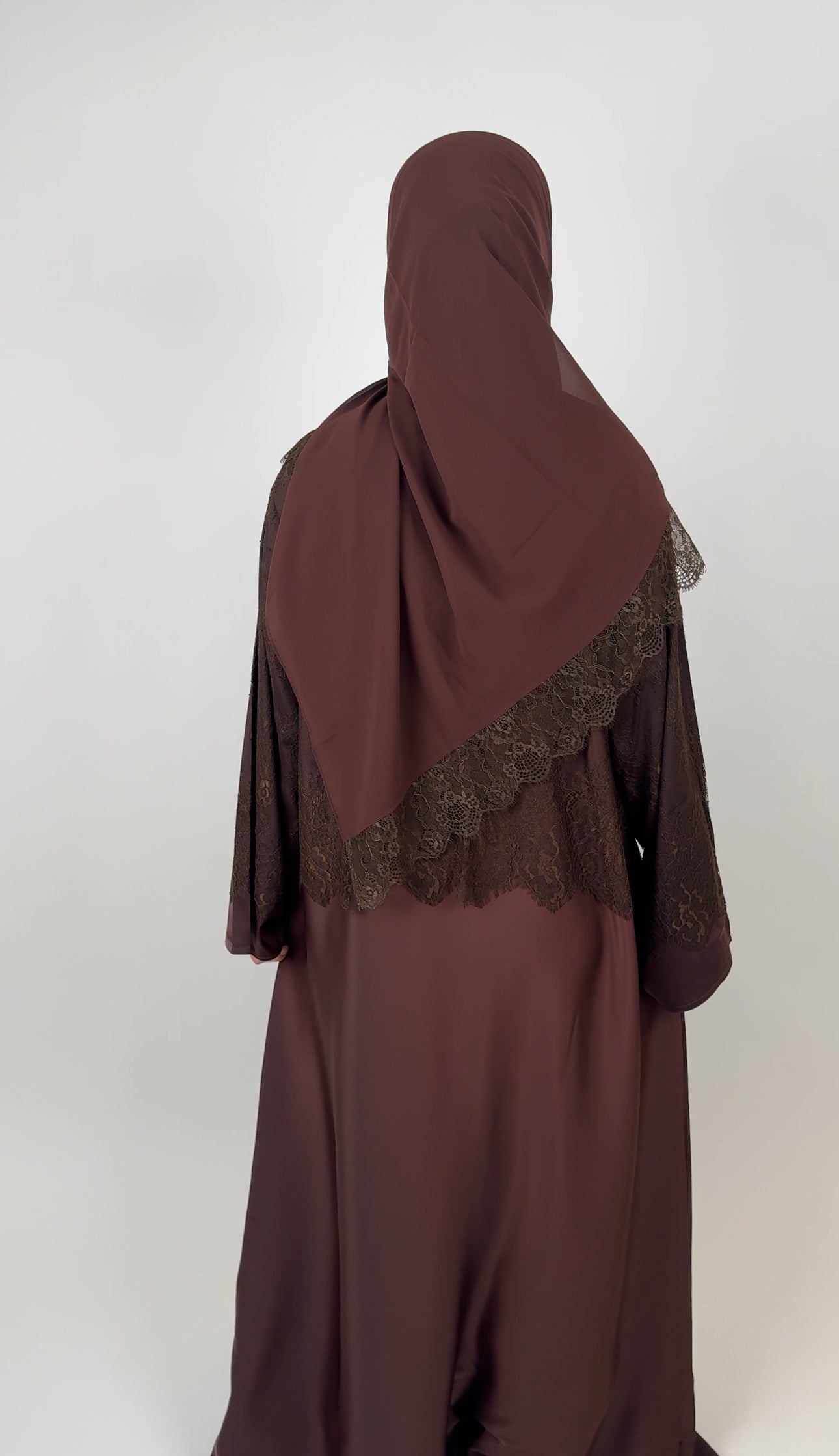 Lace open abaya - Mocha