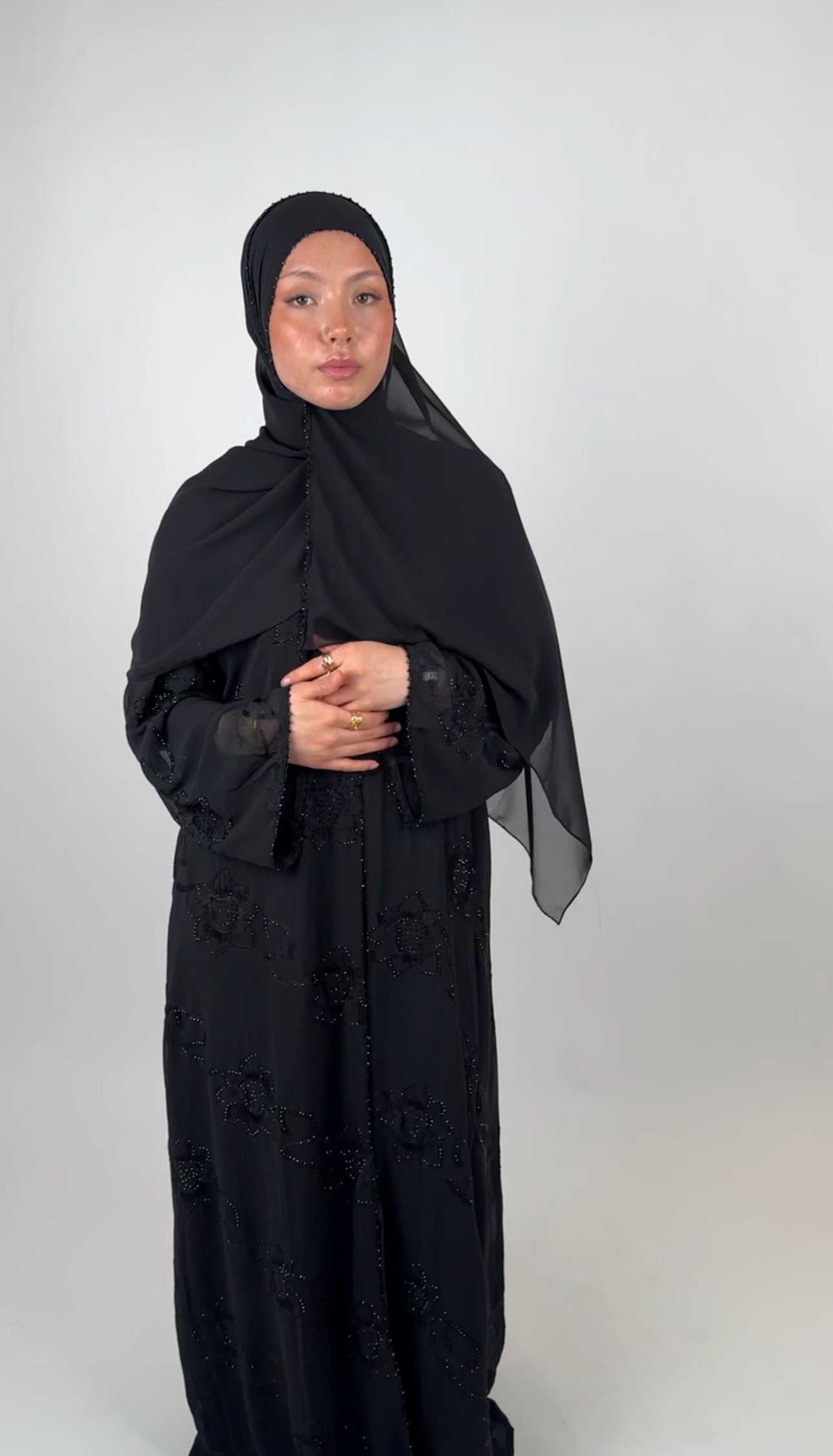 Chiffon Open Abaya - Black